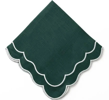 Scalloped Linen Napkins with Emerald Trim — Mother's Day gift for a grandmother, shoppable idea