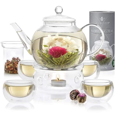 Glass Teapot with Flowering Tea Bulbs — Mother's Day gift for your mother in law, shoppable idea