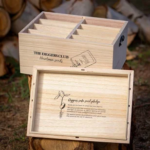 Hand-Carved Wooden Seed Storage Box — Mother's Day gift for your mother in law, shoppable idea