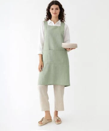 Heavyweight Linen Cross-Back Garden Apron — Mother's Day gift for your wife from her husband — shoppable idea