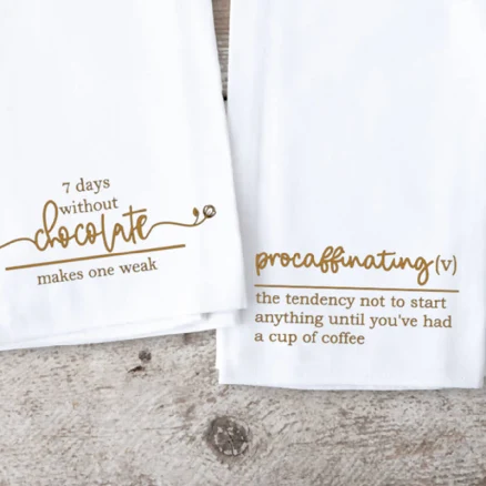 Humorous Linen Kitchen Towel with Botanical Jokes — Mother's Day gift for your wife from her husband — shoppable idea