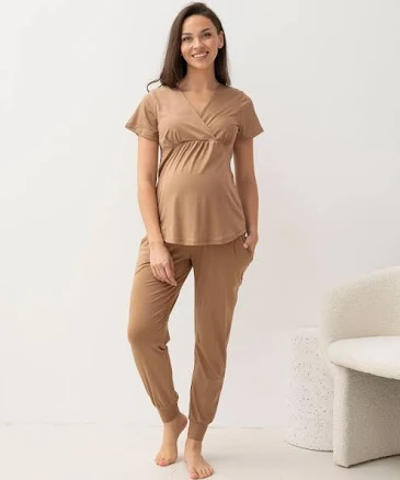 Pure Silk & French Linen Maternity Lounge Set — Mother's Day gift for your wife from her husband — shoppable idea