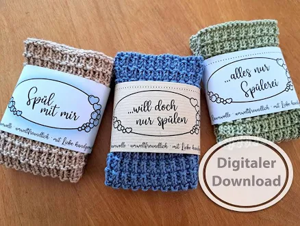 Hand-Knitted Dishcloth Pattern Collection with Funny Titles — Mother's Day gift for your wife from her husband — shoppable idea