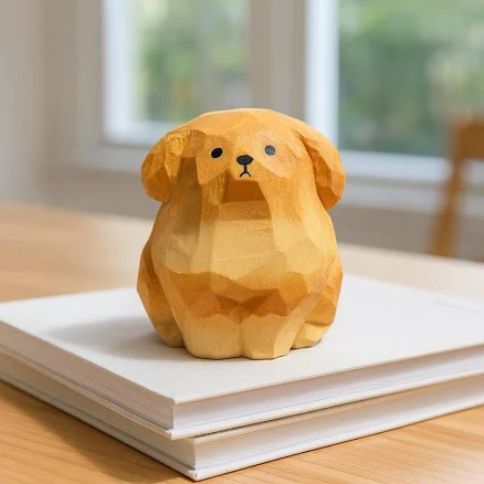 Artisan Hand-Carved Walnut Dog Sculpture — Mother's Day gift for your wife from her husband — shoppable idea