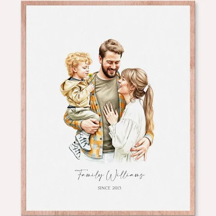 Custom Illustrated Family Tree Print (Watercolor) — Mother's Day gift for your wife from her husband — shoppable idea