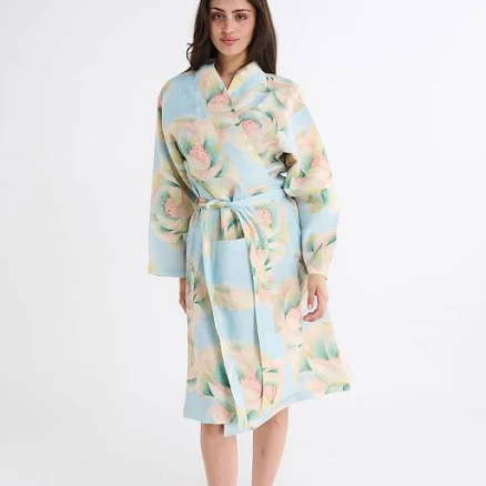 Floral Blue Linen Robe (Floor-Length) — Mother's Day gift for your wife from her husband — shoppable idea