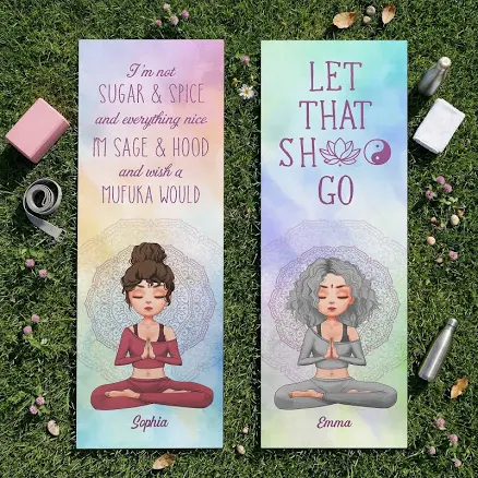 Funny Yoga Mat with Witty Affirmations in Natural Materials — Mother's Day gift for your wife from her husband — shoppable idea
