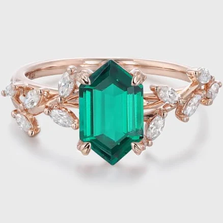 Geometric Emerald Gold Ring — Mother's Day gift for your wife from her husband — shoppable idea
