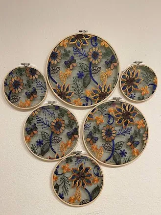 Hand-Embroidered Botanical Linen Wall Hanging — Mother's Day gift for your wife from her husband — shoppable idea