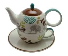 Hand-Painted Botanical Tea-for-One Set — Mother's Day gift for your wife from her husband — shoppable idea