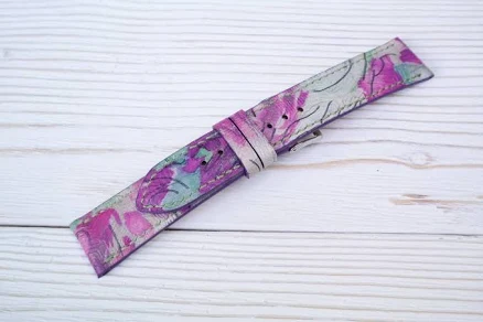 Hand-Painted Geometric Leather Watch Band — Mother's Day gift for your wife from her husband — shoppable idea
