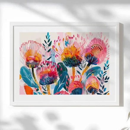 Native Australian Botanical Watercolor Art Print Set (Framed) — Mother's Day gift for your wife from her husband — shoppable idea