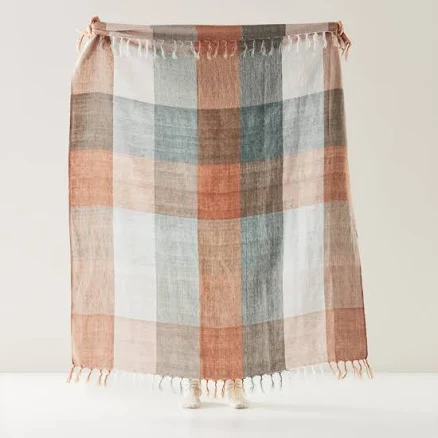 Natural Fiber Throw Blanket (Linen or Wool Blend) — Mother's Day gift for your wife from her husband — shoppable idea