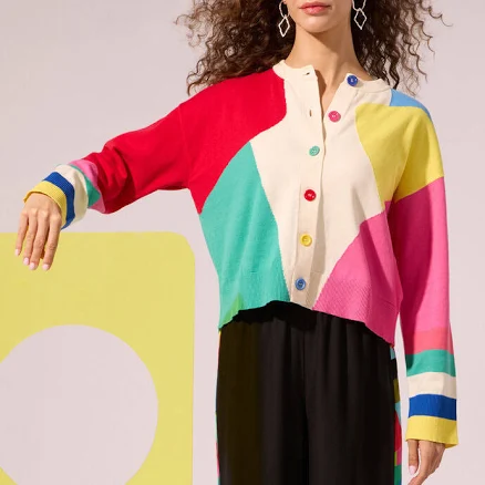 The 'Electric Geometry' Merino Knit Cardigan — Mother's Day gift for your wife from her husband — shoppable idea