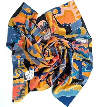The Mosaic Silk Scarf in Royal Blue — Mother's Day gift for your wife from her husband — shoppable idea